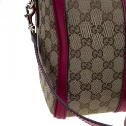 Pre Owned Gucci Pink GG Canvas Medium Vintage Web Original Boston