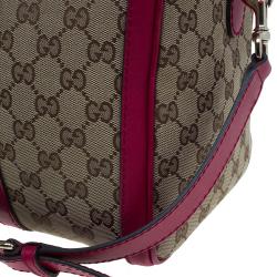 Pre Owned Gucci Pink GG Canvas Medium Vintage Web Original Boston