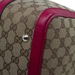 Pre Owned Gucci Pink GG Canvas Medium Vintage Web Original Boston