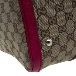 Pre Owned Gucci Pink GG Canvas Medium Vintage Web Original Boston