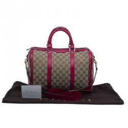 Pre Owned Gucci Pink GG Canvas Medium Vintage Web Original Boston