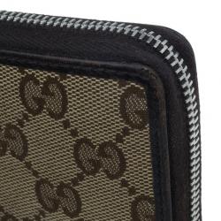 Gucci Brown Canvas Interlocking G Zip Around Continental Wallet