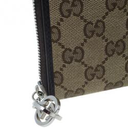 Gucci Brown Canvas Interlocking G Zip Around Continental Wallet