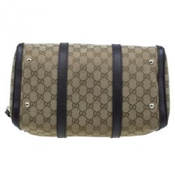 Pre Owned Gucci Brown Canvas Web Original GG Boston Bag