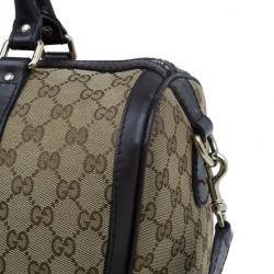 Pre Owned Gucci Brown Canvas Web Original GG Boston Bag