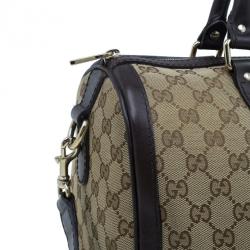 Pre Owned Gucci Brown Canvas Web Original GG Boston Bag