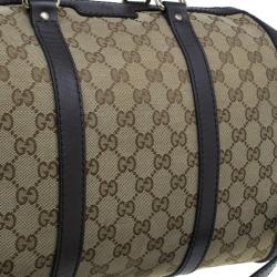 Pre Owned Gucci Brown Canvas Web Original GG Boston Bag