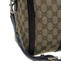 Pre Owned Gucci Brown Canvas Web Original GG Boston Bag