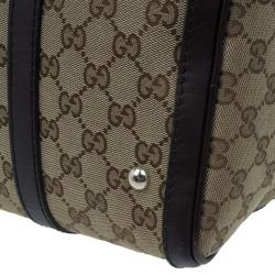 Pre Owned Gucci Brown Canvas Web Original GG Boston Bag