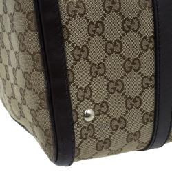 Pre Owned Gucci Brown Canvas Web Original GG Boston Bag