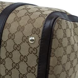 Pre Owned Gucci Brown Canvas Web Original GG Boston Bag