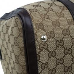 Pre Owned Gucci Brown Canvas Web Original GG Boston Bag