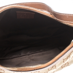 Pre Owned Gucci Beige/Bronze GG Canvas GG Heart Interlocking Pochette