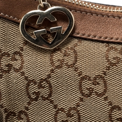 Pre Owned Gucci Beige/Bronze GG Canvas GG Heart Interlocking Pochette