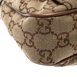Pre Owned Gucci Beige/Bronze GG Canvas GG Heart Interlocking Pochette