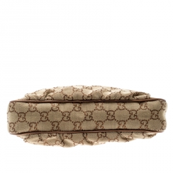 Pre Owned Gucci Beige/Bronze GG Canvas GG Heart Interlocking Pochette