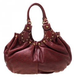 مملوكة مسبقًا Gucci Copper GG Leather Guccissima Pelham Studded Hobo