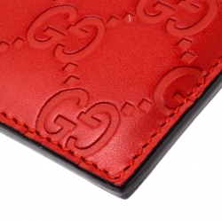 Gucci Red Guccissima Leather Card Holder