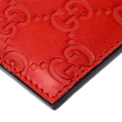 Gucci Red Guccissima Leather Card Holder