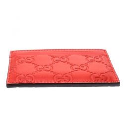 Gucci Red Guccissima Leather Card Holder