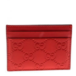 Gucci Red Guccissima Leather Card Holder