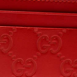 Gucci Red Guccissima Leather Card Holder
