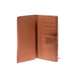 Gucci Coral Orange Gucissima Leather Heart Charm Continental Wallet