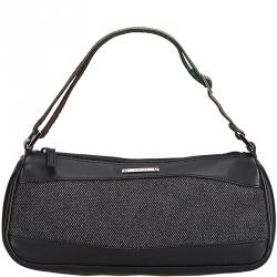 Pre Owned Gucci Black Denim And Leather Baguette