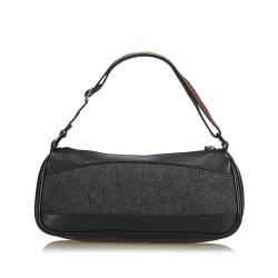 Pre Owned Gucci Black Denim And Leather Baguette