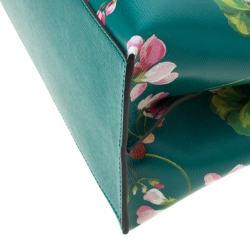 مملوكة مسبقًا Gucci Green Blossoms Print Leather Bamboo Daily Top Handle Bag