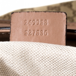 Pre Owned Gucci Beige/Pink GG Canvas and Leather Medium Scarlett Stud Interlocking Tote