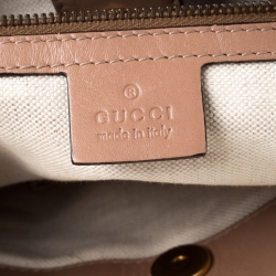 Pre Owned Gucci Beige/Pink GG Canvas and Leather Medium Scarlett Stud Interlocking Tote