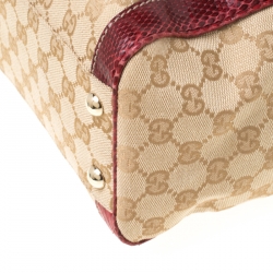 مملوكة مسبقًا حقيبة يد غوتشي تروفي صغيرة جلد وكانفاس GG حمراء/ بيج