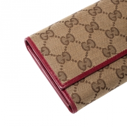 Gucci Beige/Magenta GG Canvas Lovely Heart Continental Wallet
