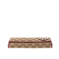 Gucci Beige/Magenta GG Canvas Lovely Heart Continental Wallet