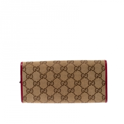 Gucci Beige/Magenta GG Canvas Lovely Heart Continental Wallet