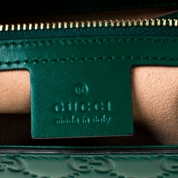 Pre Owned Gucci Green Guccissima Leather Small Padlock Top Handle Bag