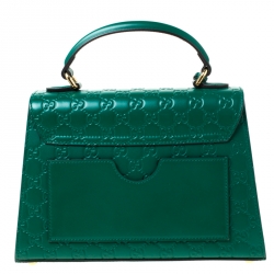 Pre Owned Gucci Green Guccissima Leather Small Padlock Top Handle Bag