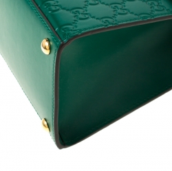 Pre Owned Gucci Green Guccissima Leather Small Padlock Top Handle Bag