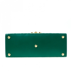Pre Owned Gucci Green Guccissima Leather Small Padlock Top Handle Bag
