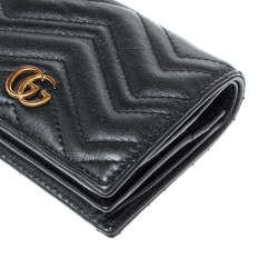 Gucci Black Matelasse Leather GG Marmont Card Case