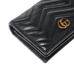 Gucci Black Matelasse Leather GG Marmont Card Case