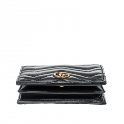 Gucci Black Matelasse Leather GG Marmont Card Case