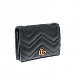 Gucci Black Matelasse Leather GG Marmont Card Case