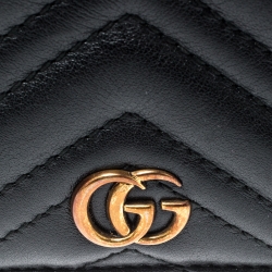 Gucci Black Matelasse Leather GG Marmont Card Case