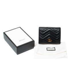 Gucci Black Matelasse Leather GG Marmont Card Case