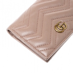 Gucci Dark Beige Matelasse Leather GG Marmont Card Case
