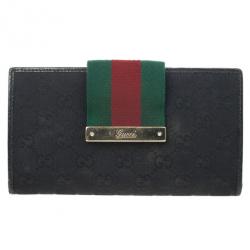 Gucci Black Continental Wallet With Engraved Gucci Script Logo