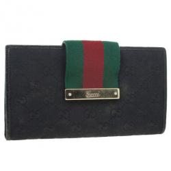 Gucci Black Continental Wallet With Engraved Gucci Script Logo