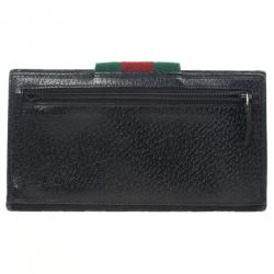 Gucci Black Continental Wallet With Engraved Gucci Script Logo